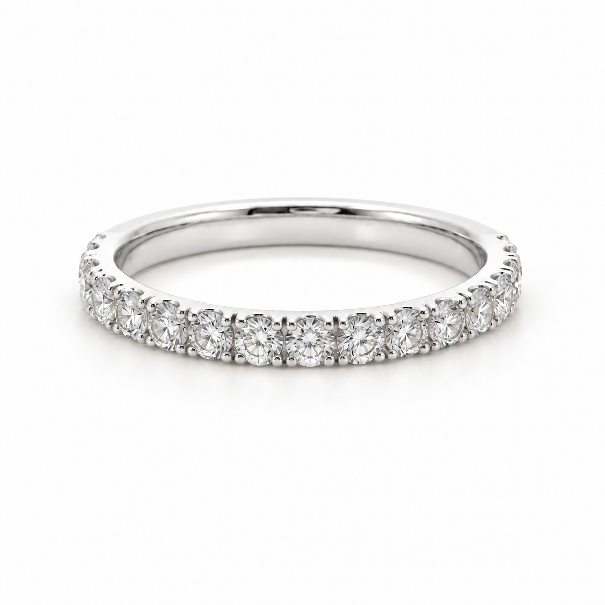 1.05 CTW Round Lab Grown Diamond Pavé Wedding Band in 14K White Gold