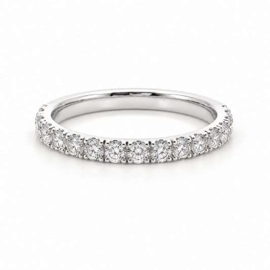 1.05 CTW Round Lab Grown Diamond Pavé Wedding Band in 14K White Gold