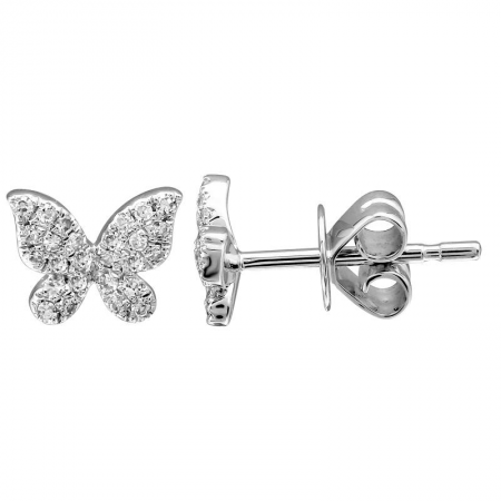 14K White Gold Diamond Butterfly Studs (.09ctw)