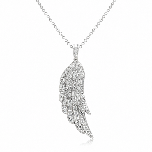 White Gold Diamond Wing Necklace