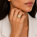 White and Yellow Gold Cushion Cut Lab-Grown Yellow Diamond Engagement Ring