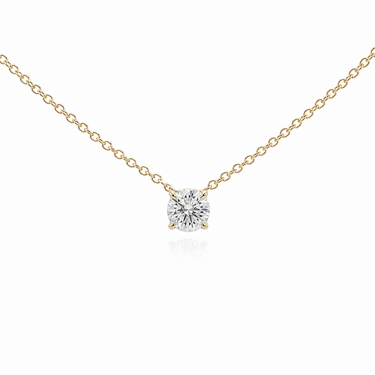 Yellow Gold Lab-Grown Diamond Solitaire Necklace
