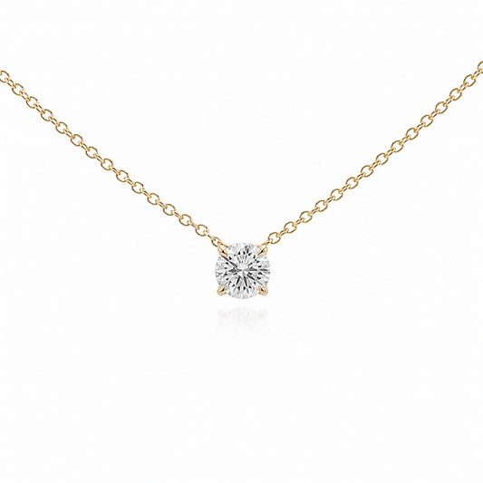 Yellow Gold Lab-Grown Diamond Solitaire Necklace