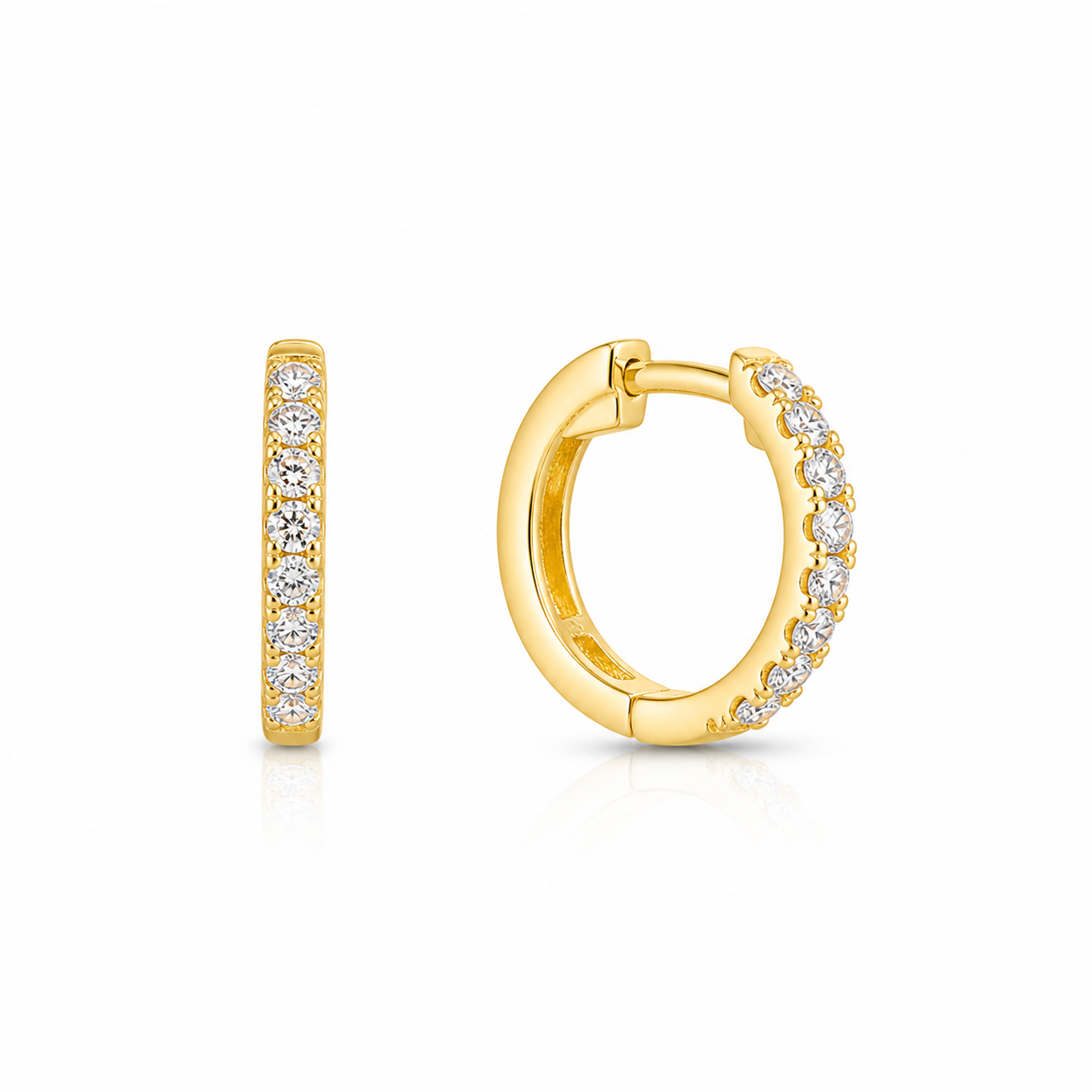Yellow Gold Diamond Huggies